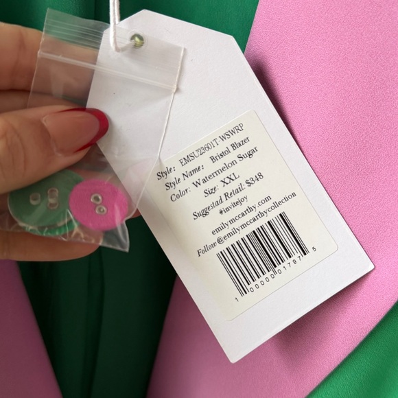 NWT Emily McCarthy Bristol Blazer Size XXL Watermelon Sugar Double Breasted - Picture 3 of 6